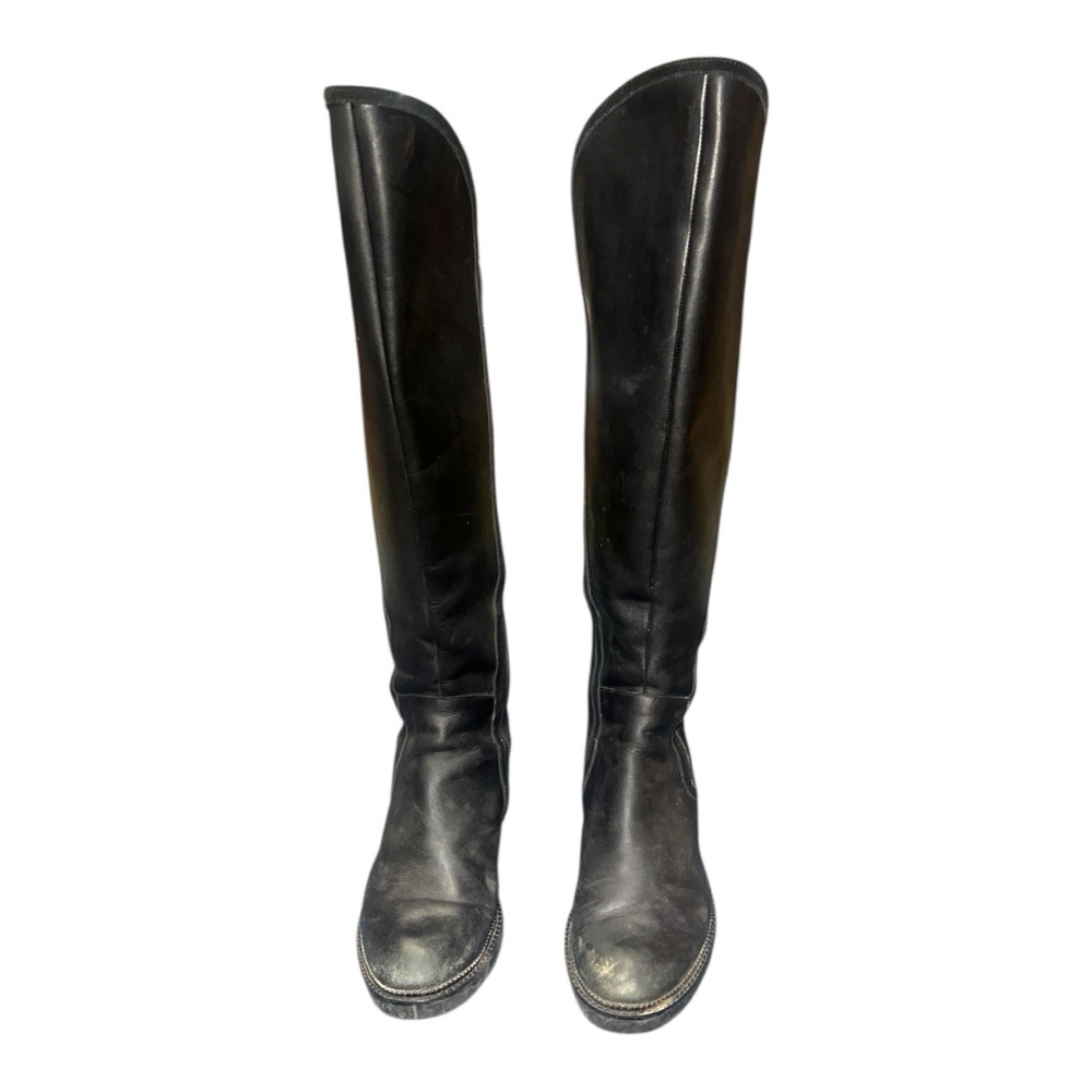 Donald Pliner Soffie Black Leather Over The Knee Tall Boots Womens 9.5M Lug Sole - Picture 3 of 9